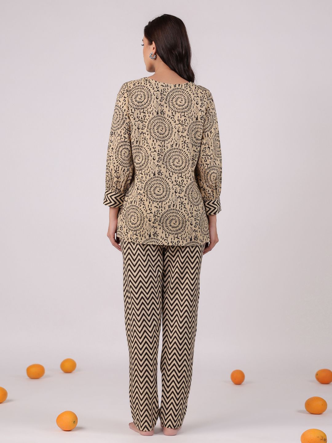 SANSKRUTIHOMES Printed V-Neck Pure Cotton Top With Trouser