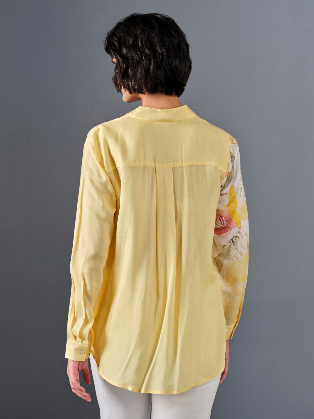 AND Shirt Collar Long Sleeves Floral Printed Shirt