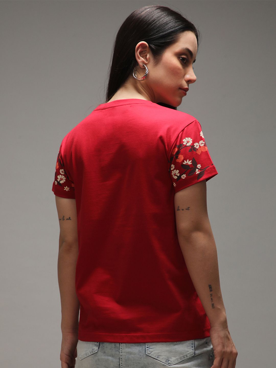 DILLINGER Women Regular Fit Crew Neck Sleeve Printed Tshirt