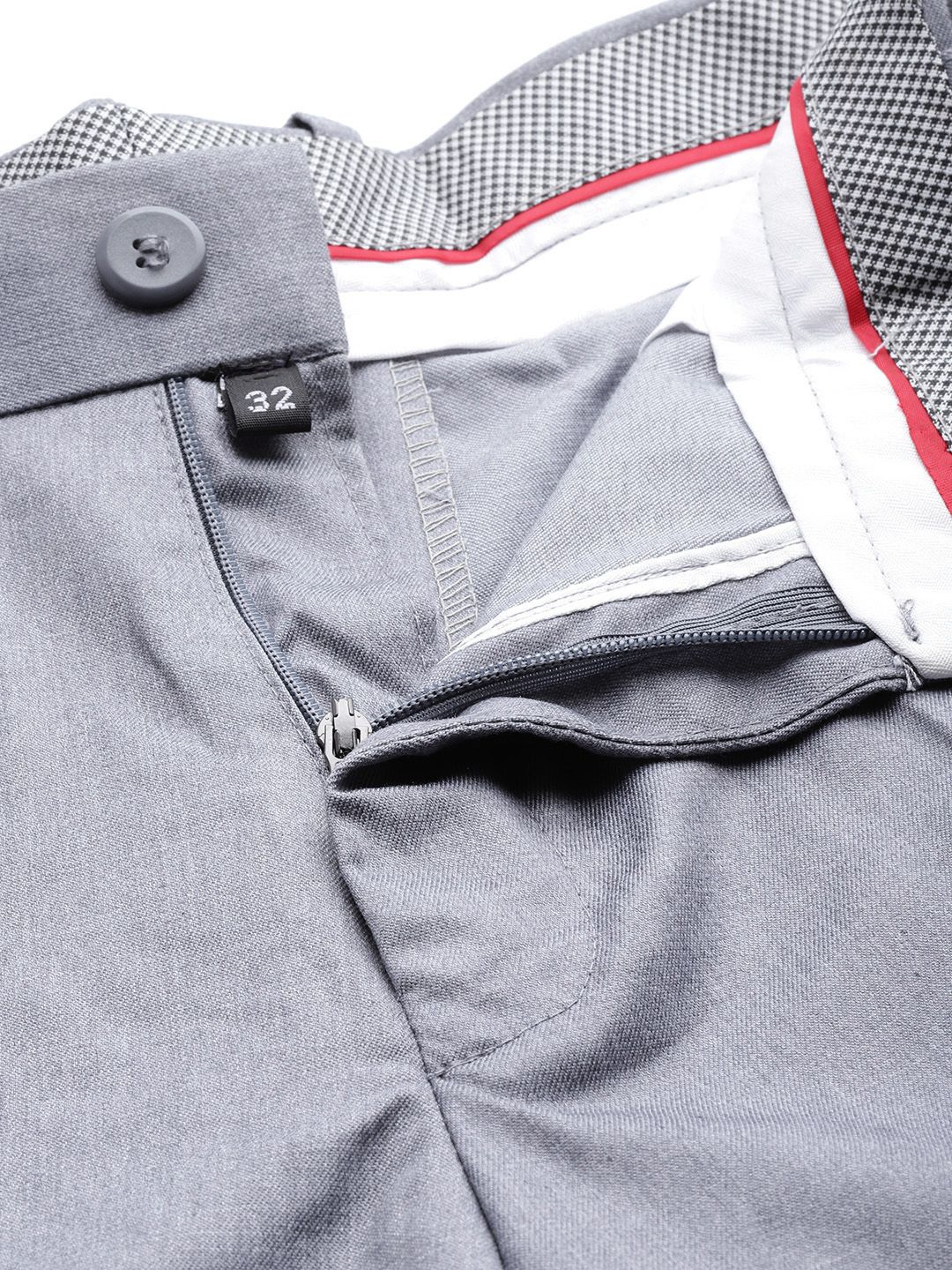 DENNISON Men Grey Smart Tapered Fit Easy Wash Trousers