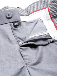 DENNISON Men Grey Smart Tapered Fit Easy Wash Trousers