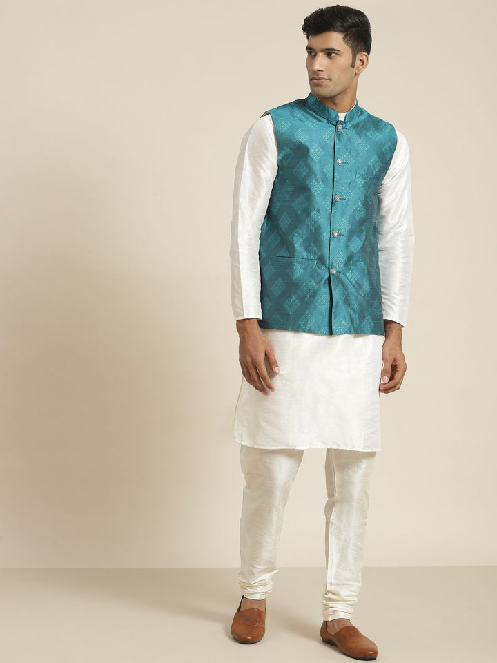 SOJANYA Kurta Berwarna Krim Lelaki dengan Churidar