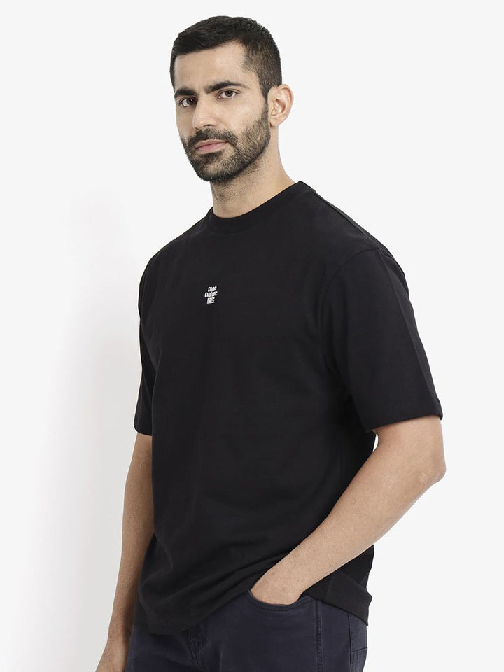 RARE RABBIT Men Graphic Printed Round Neck Cotton Oversized T-Shirt
