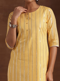 Libas Striped Woven Design Round Neck Pure Cotton Straight Kurta