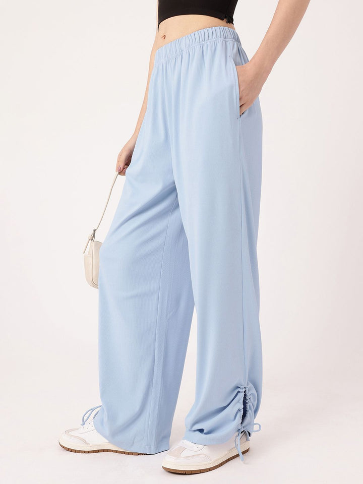 DressBerry Women Street Glam Ribbed Tie-up Detailed Relaxed Fit Trousers