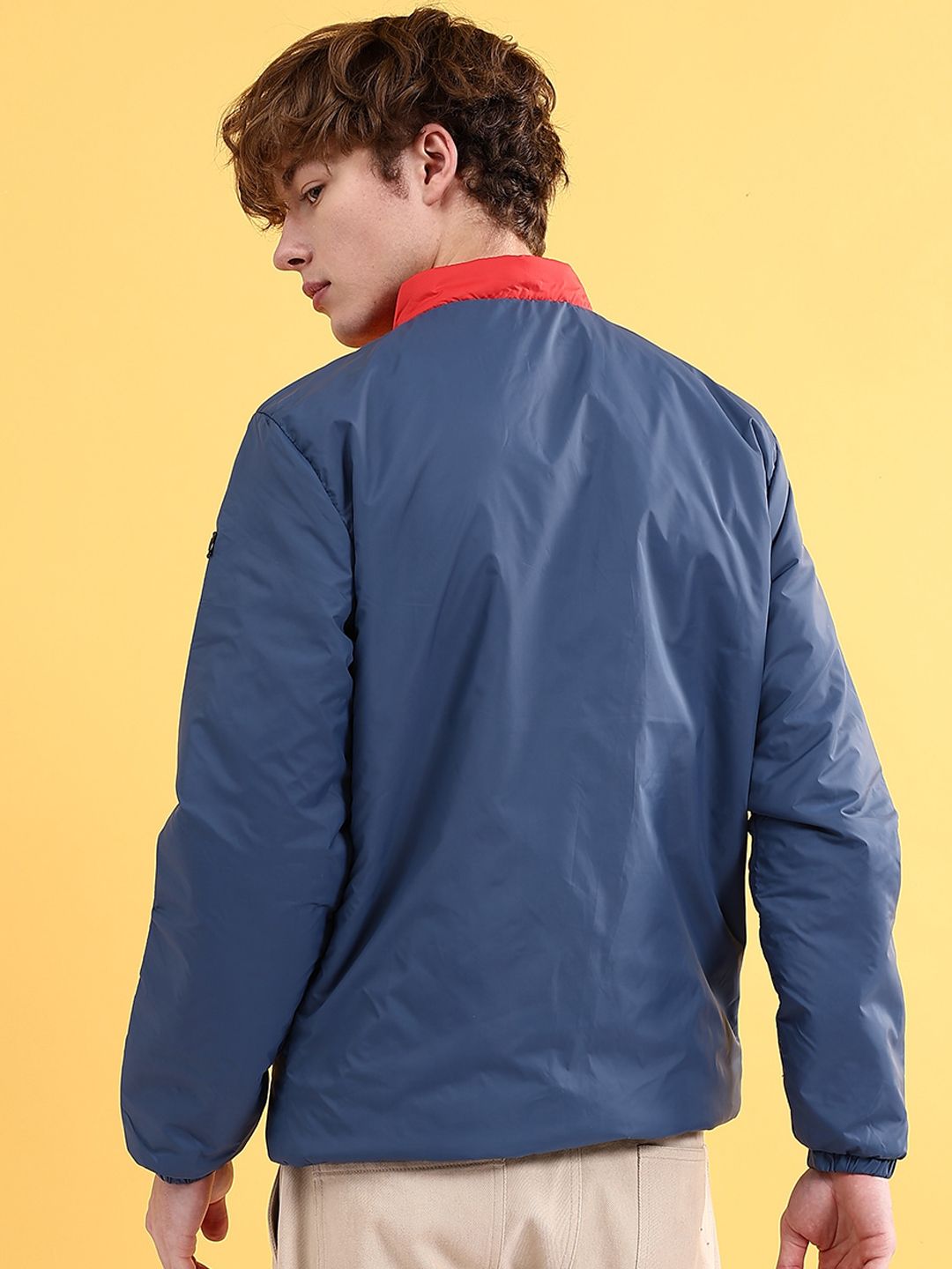The Indian Garage Co Men Colourblock Zip-Front Regular Fit Bomber Jacket