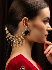 PANASH Gold-Plated Pearls Beaded Contemporary Ear Chain