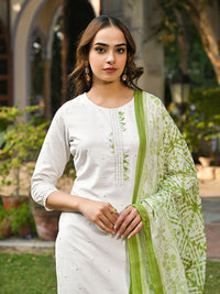 KALINI Women Embroidered Regular Gotta Patti Kurta with Trousers & With Dupatta