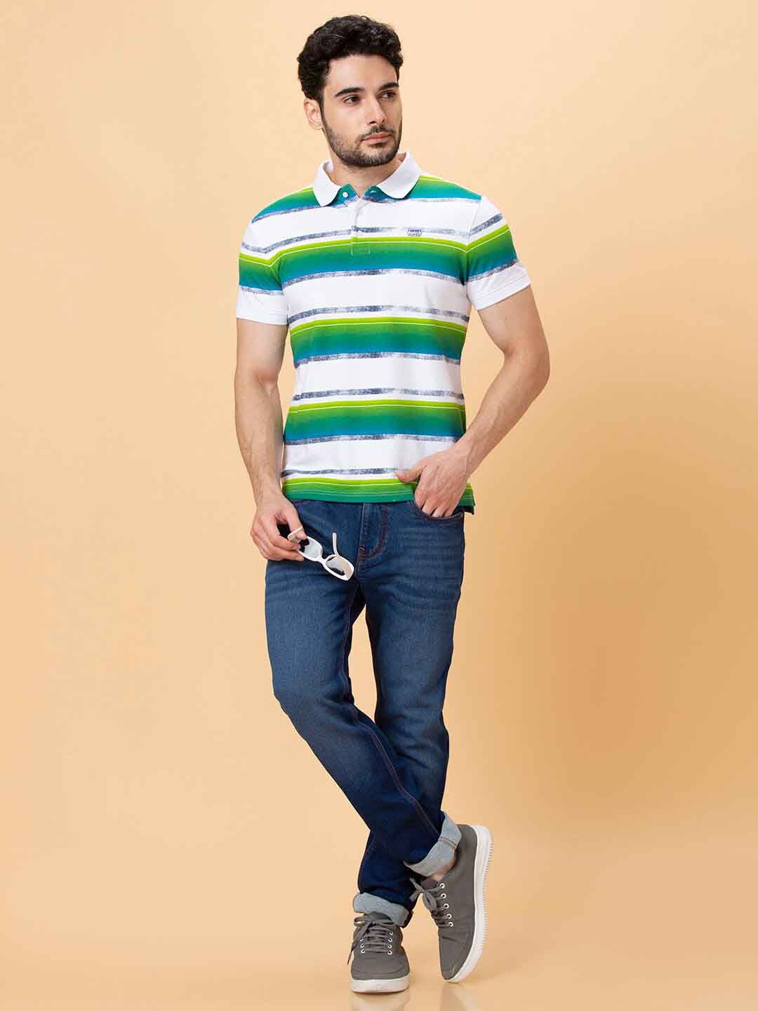 Being Human Striped Polo Collar Cotton Short Sleeves T-shirt