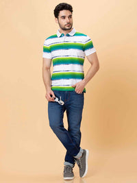 Being Human Striped Polo Collar Cotton Short Sleeves T-shirt