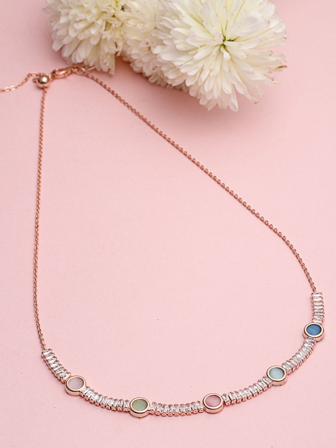 PANASH Gold-Plated Cubic Zirconia Studded Necklace