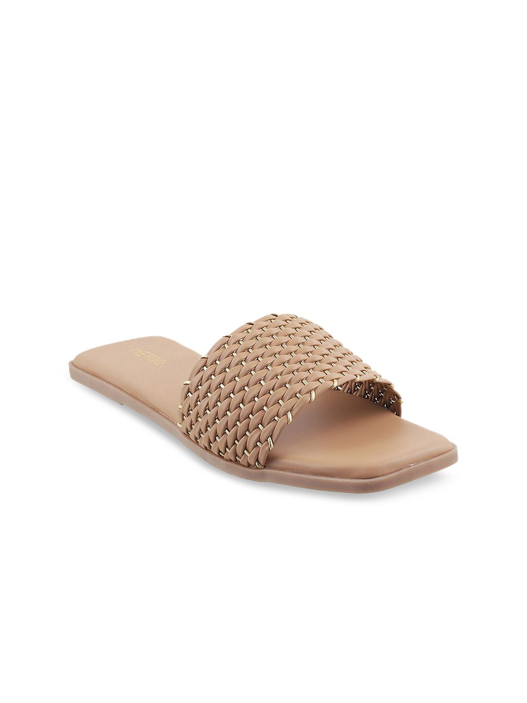 Metro Women Beige Open Toe Flats