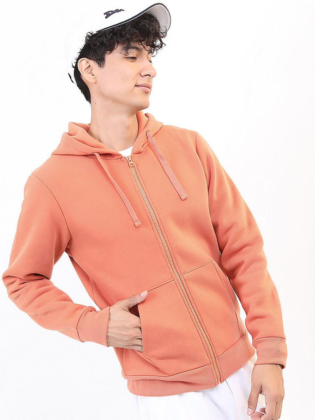 HIGHLANDER Men Pink Hooded Pullover Sweatshirt
