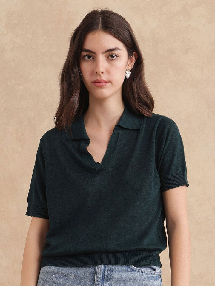 T-Shirt Kapas Kolar Polo Wanita Rareism Wanita