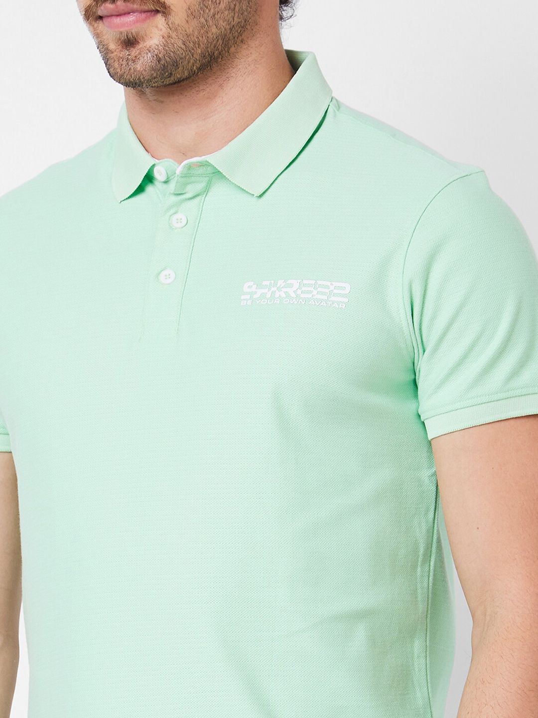 SPYKAR Polo Collar Applique Cotton Slim Fit T-shirt
