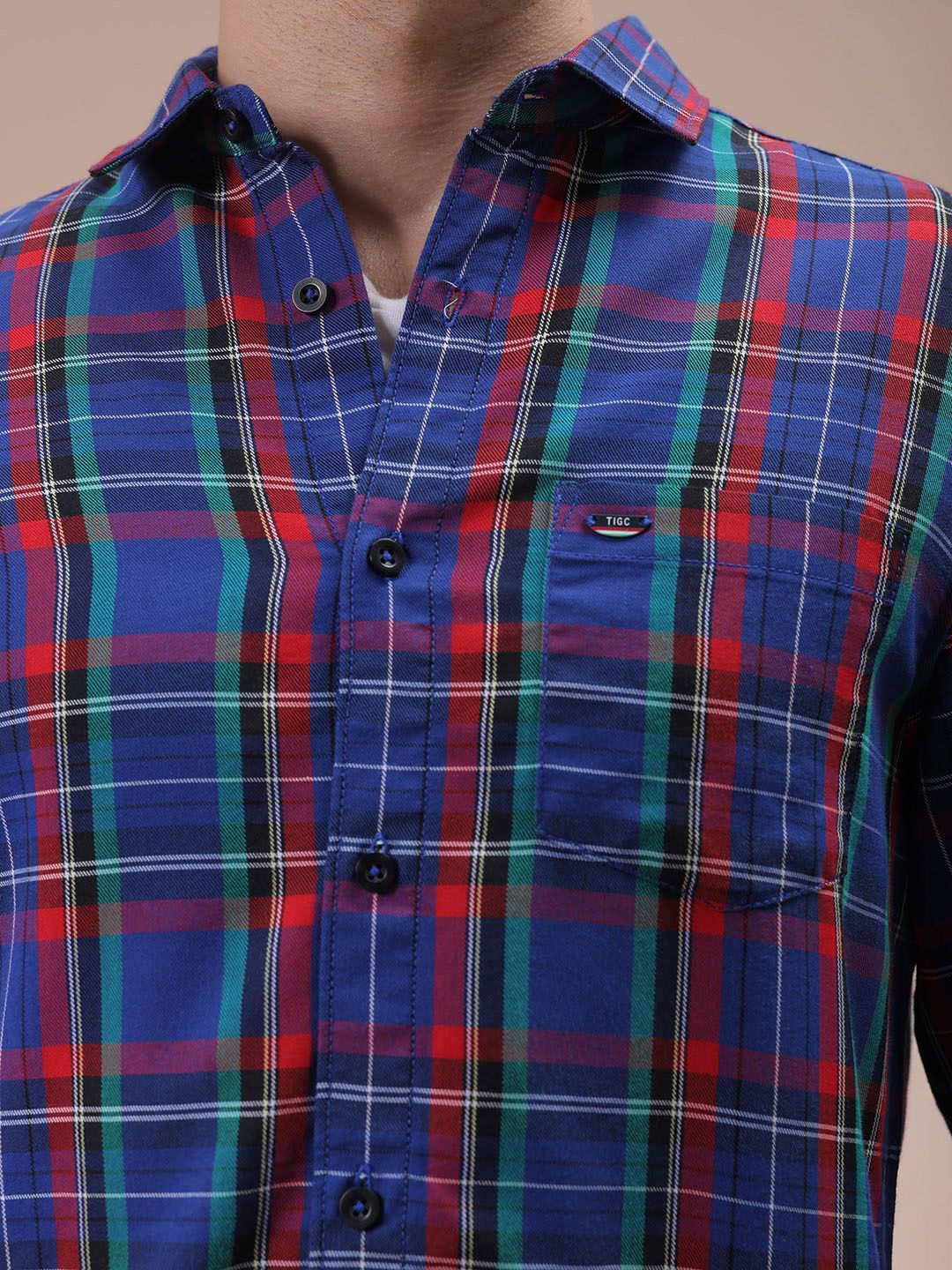 The Indian Garage Co Men Slim Fit Checked Casual Cotton Shirt