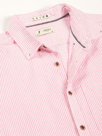 Thomas Scott Men Premium Slim Fit Striped Button-Down Collar Pure Cotton Casual Shirt