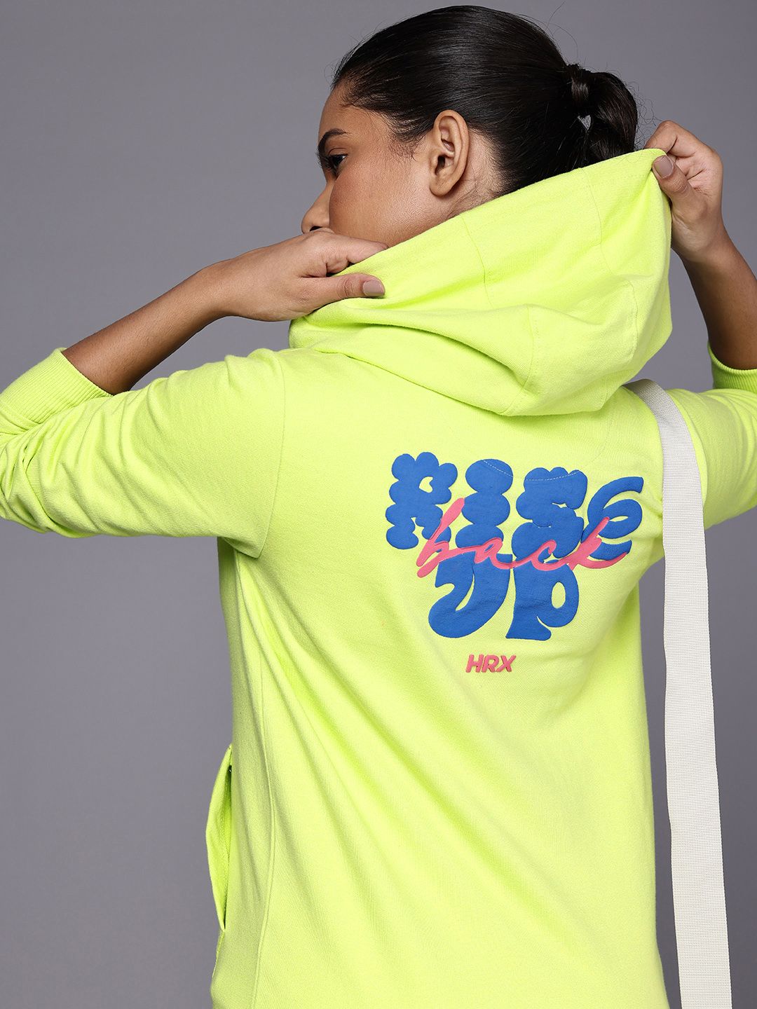 HRX by Hrithik Roshan Streetpulse Typography Printed Hooded Lifestyle Sweatshirt