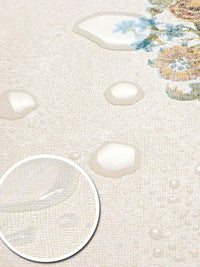 URBAN SPACE White Printed Cotton 6-Seater Dining Table Cover