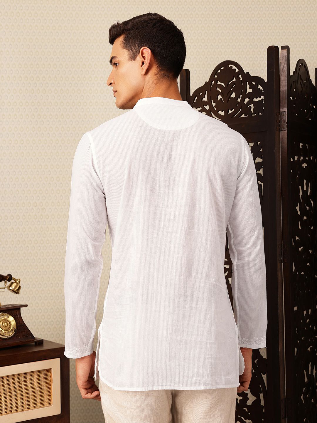 House of Pataudi Striped Pure Cotton Jashn Kurta