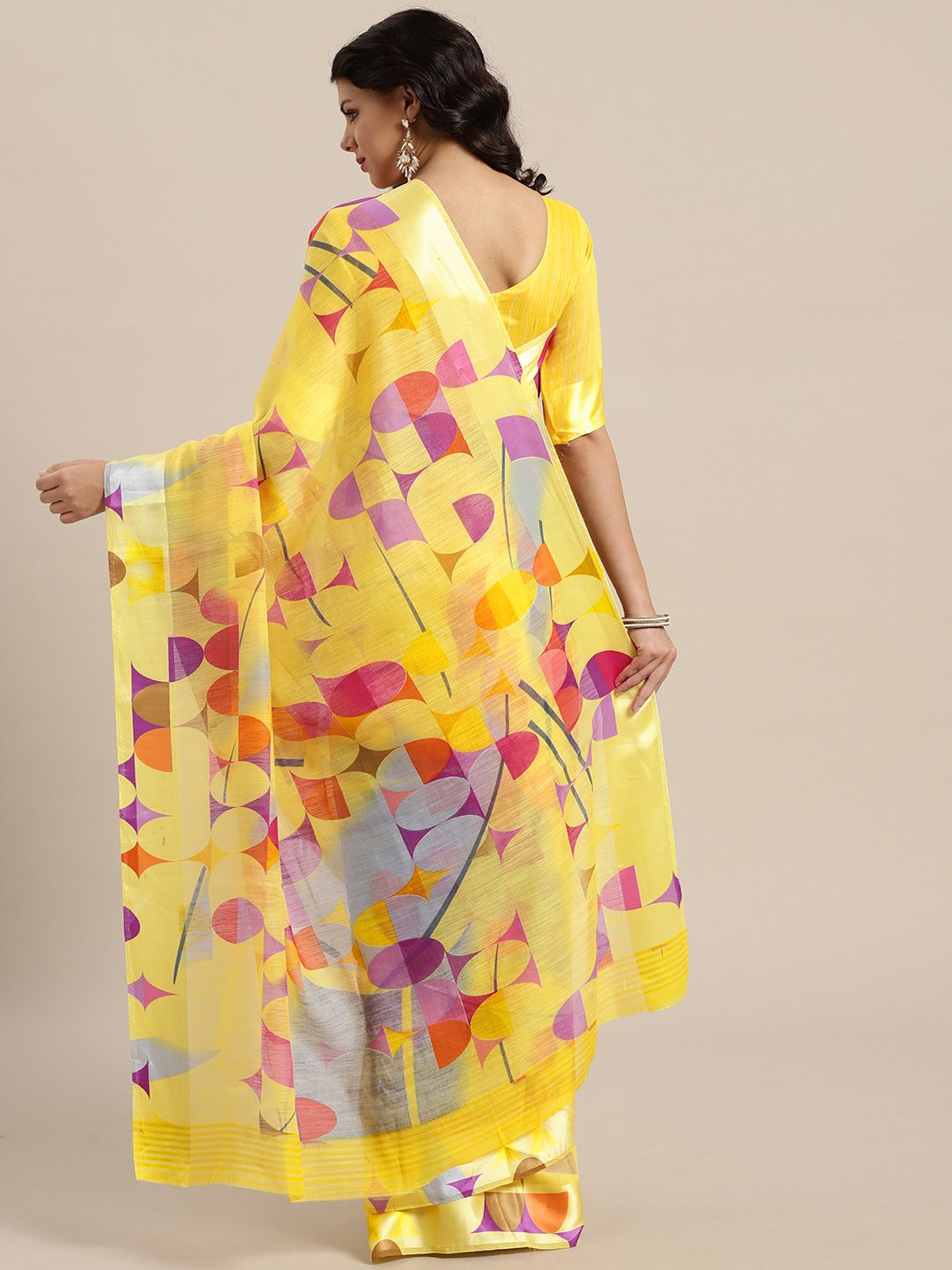 Saree mall Yellow & Blue Printed Saree