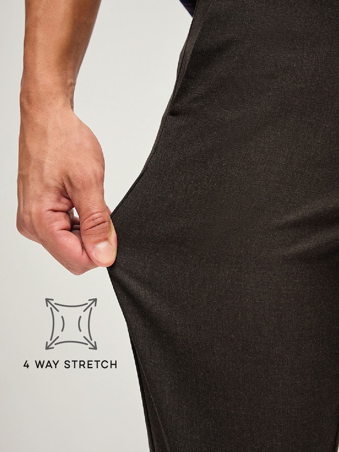 THE BEAR HOUSE Men Solid 4 Way Stretch Slim Fit Formal Trouser