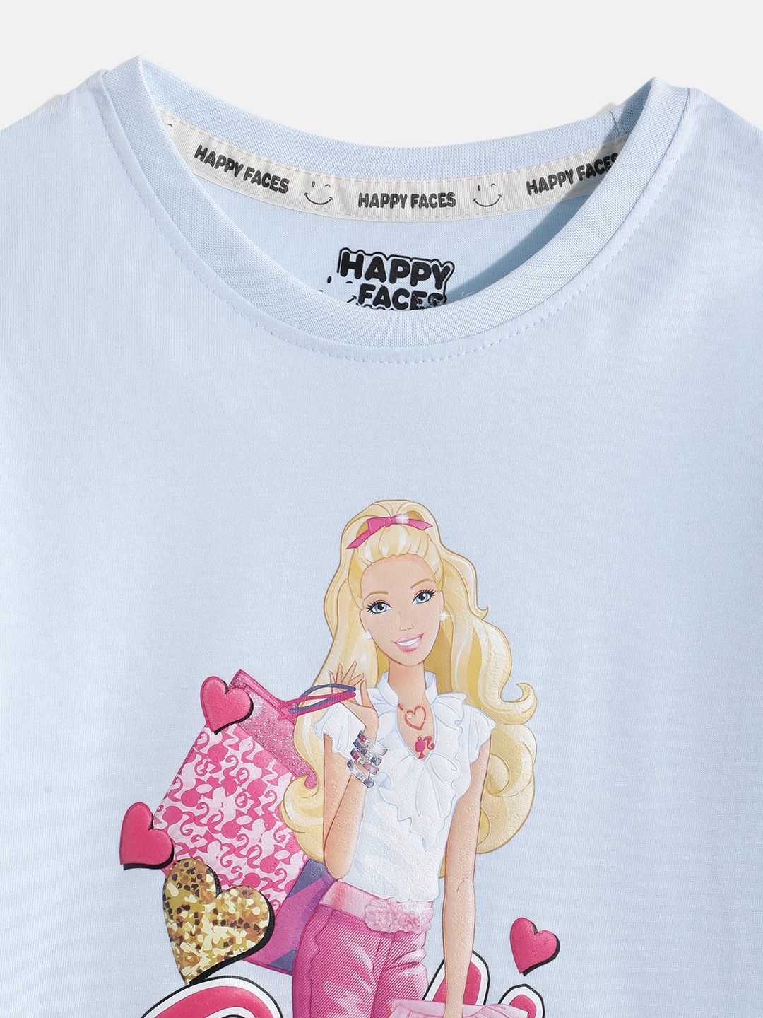 Happy Faces Girls Barbie Printed Pure Cotton T-shirt