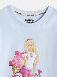 Happy Faces Girls Barbie Printed Pure Cotton T-shirt