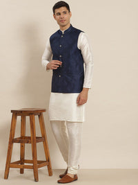 SOJANYA Mandarin Collar Regular Kurta With Churidar & Nehru Jacket
