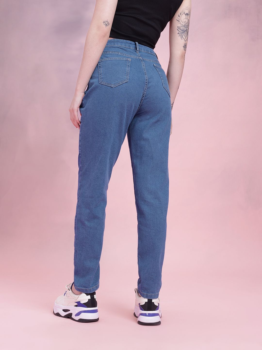 DressBerry Women Mid-Rise Mom Fit Stretchable Jeans