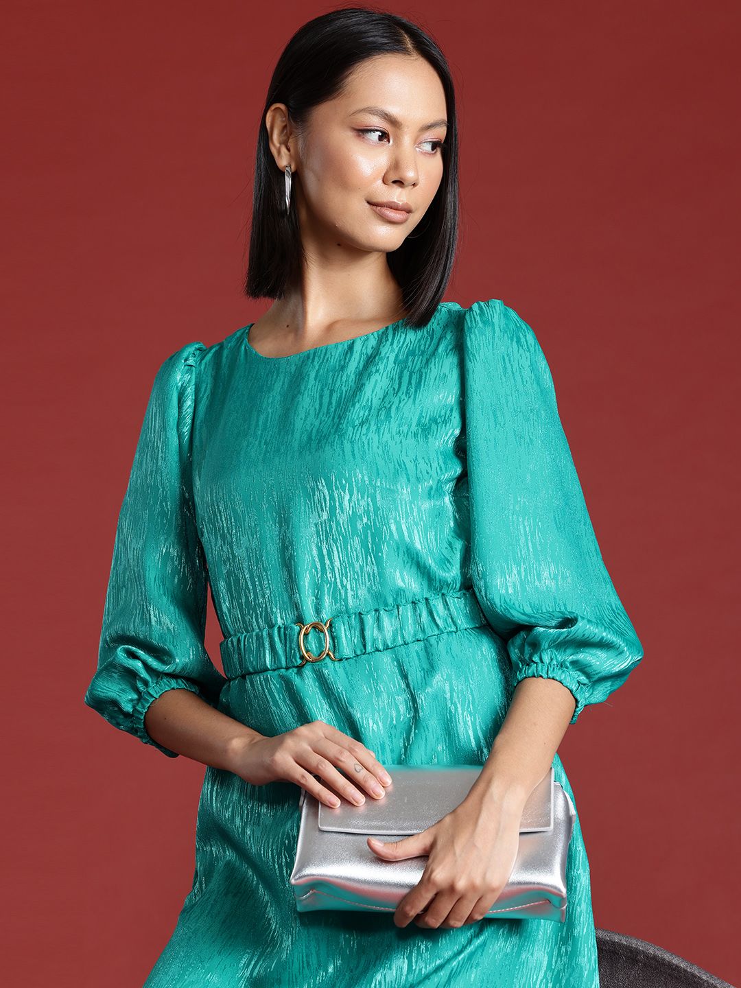 all about you Self-Design A-Line Midi Dress with Belt
