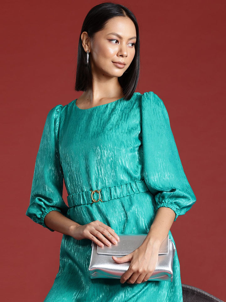 all about you Self-Design A-Line Midi Dress with Belt