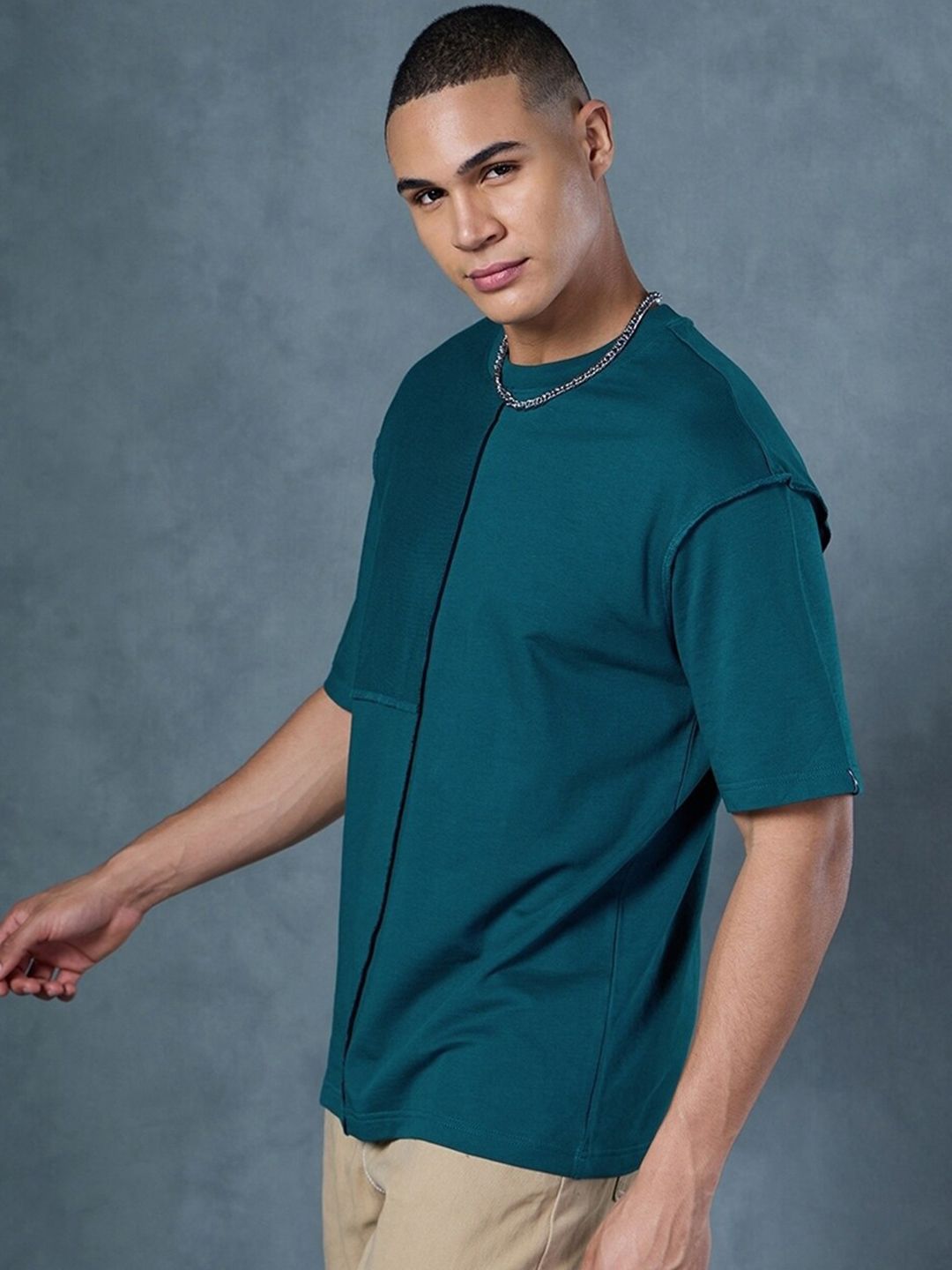 Bewakoof Drop-Shoulder Sleeves Oversized Cotton T-shirt