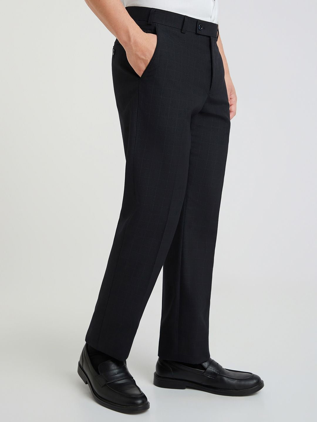 Park Avenue Men Mid-Rise Checked Smart Trousers