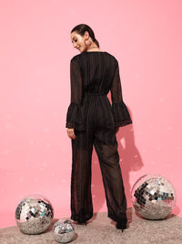 STREET 9 Women Elegant Black Printed Jumpsuit