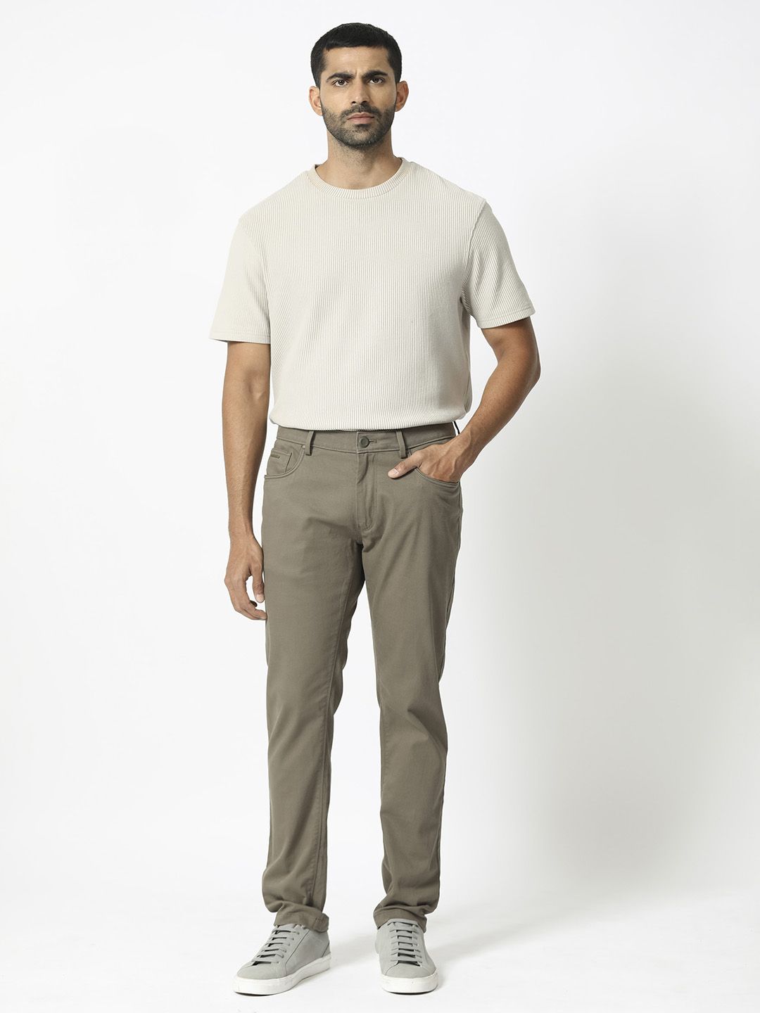 RARE RABBIT Men Poke-2 Mid Rise Slim Fit Cotton Trouser