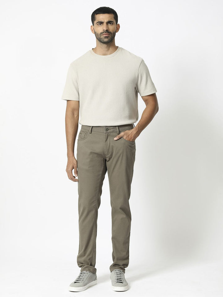 RARE RABBIT Men Poke-2 Mid Rise Slim Fit Cotton Trouser