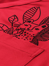 DressBerry Women Red Solid V-Neck T-shirt