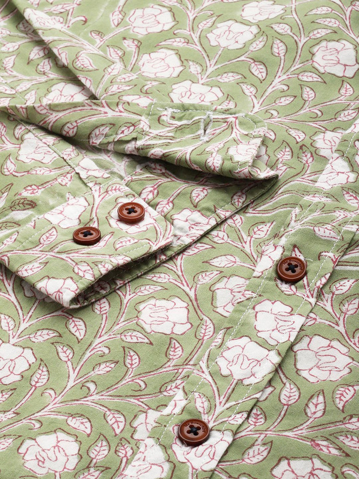 Mr Bowerbird Pure Cotton Tailored Fit Floral Opaque Printed Casual Shirt