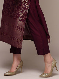 KALINI Floral Woven Design Zari Straight Kurta With Trousers & Dupatta