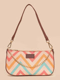 ZOUK Geometric Printed Structured Baguette Bag