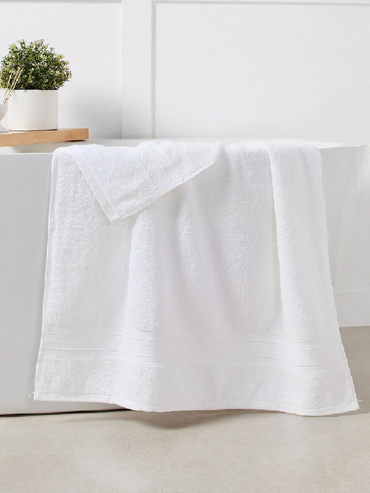 MYTRIDENT Unisex Set of 4 White 500GSM Cotton Bath Towels