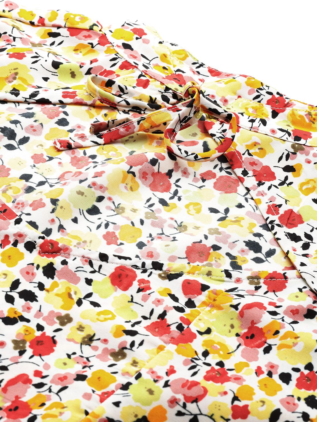 DressBerry Floral Print Tie-Up Neck Cut-Out Fit & Flare Mini Dress
