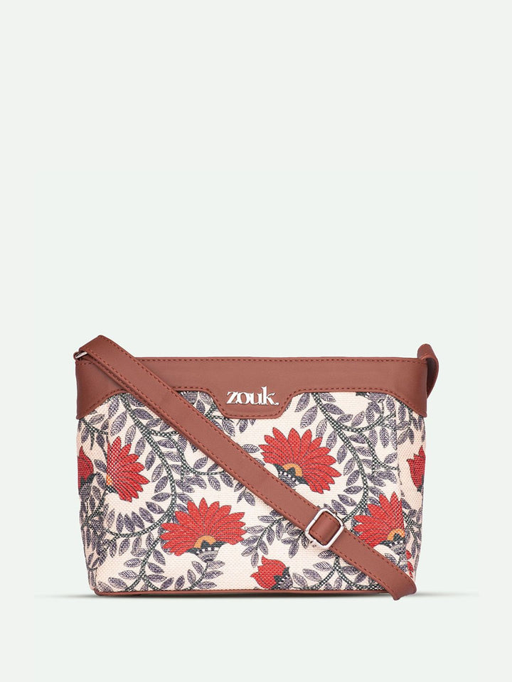 ZOUK Floral Printed Structured Sling Bag