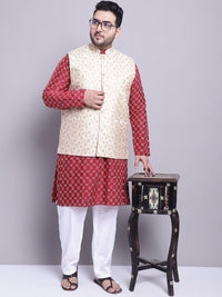 SOJANYA PLUS Embroidered Regular Thread Work Kurta With Pyjamas & With Nehru Jacket