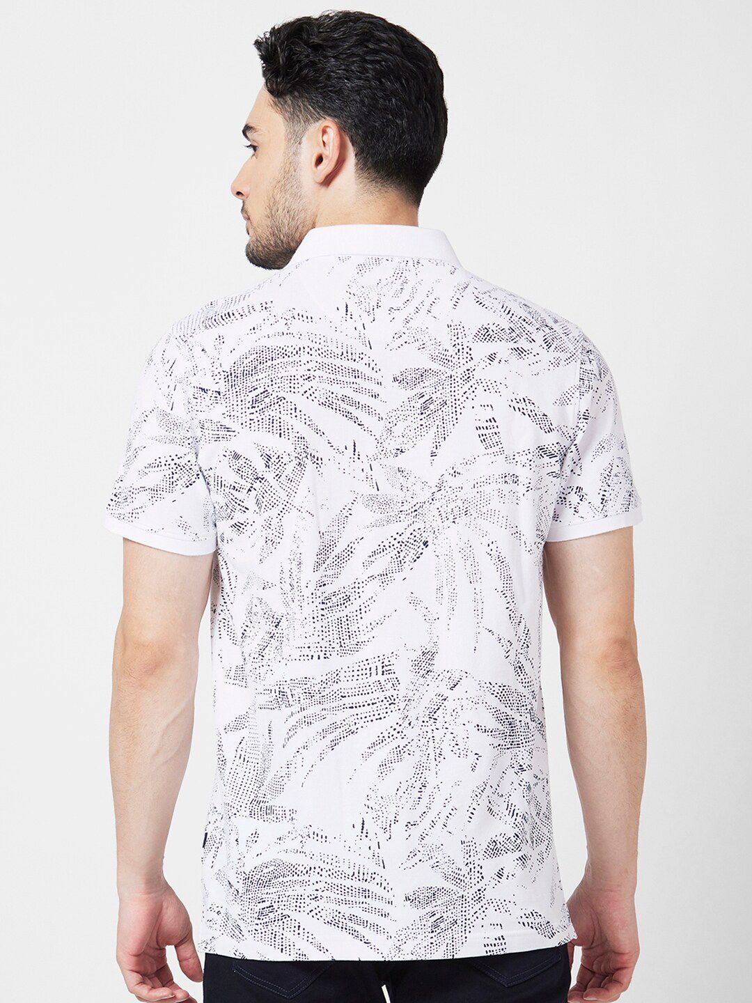 SPYKAR Floral Printed Polo Collar Cotton T-Shirt