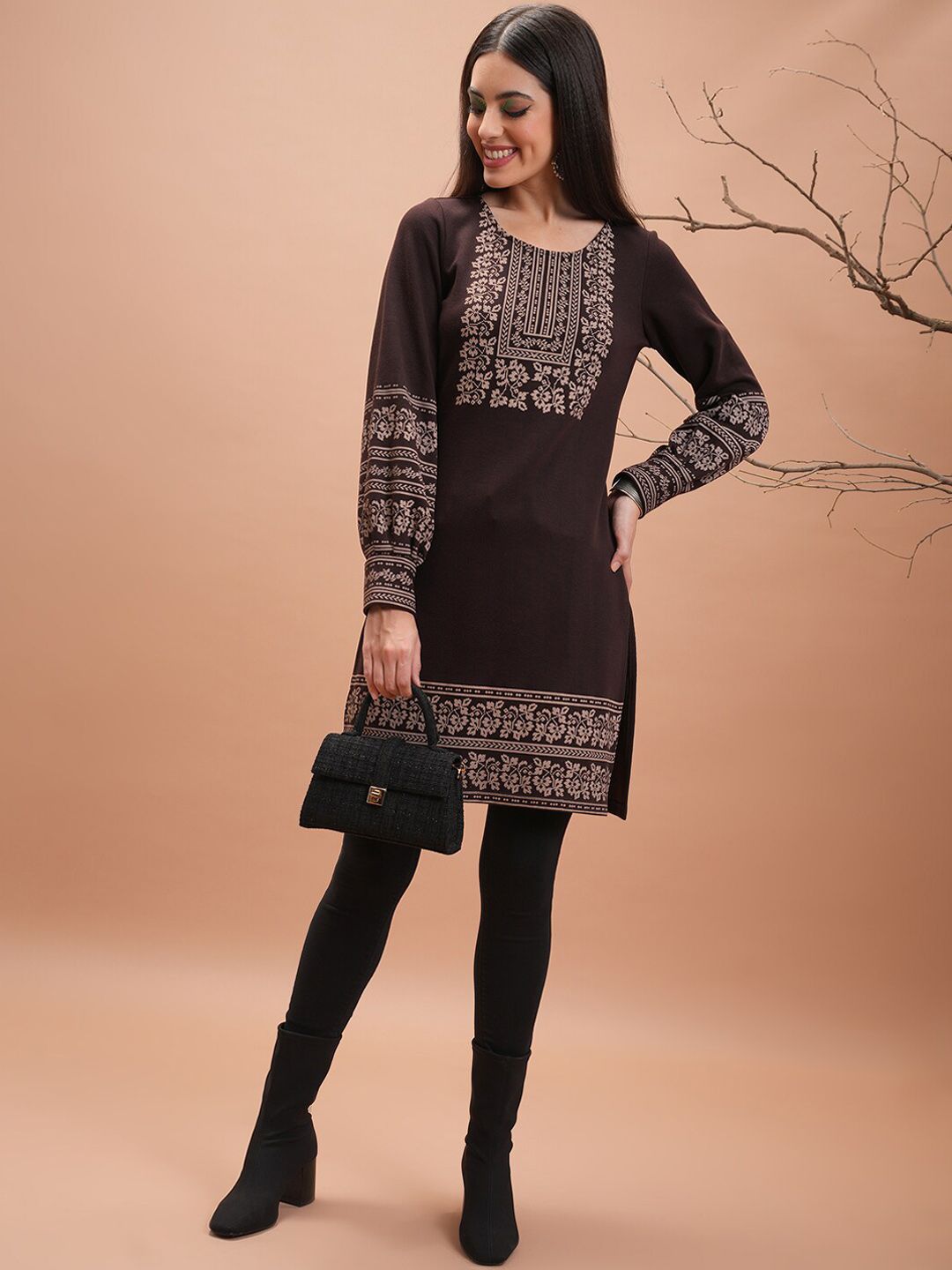 Vishudh Winter Floral Printed Kurta