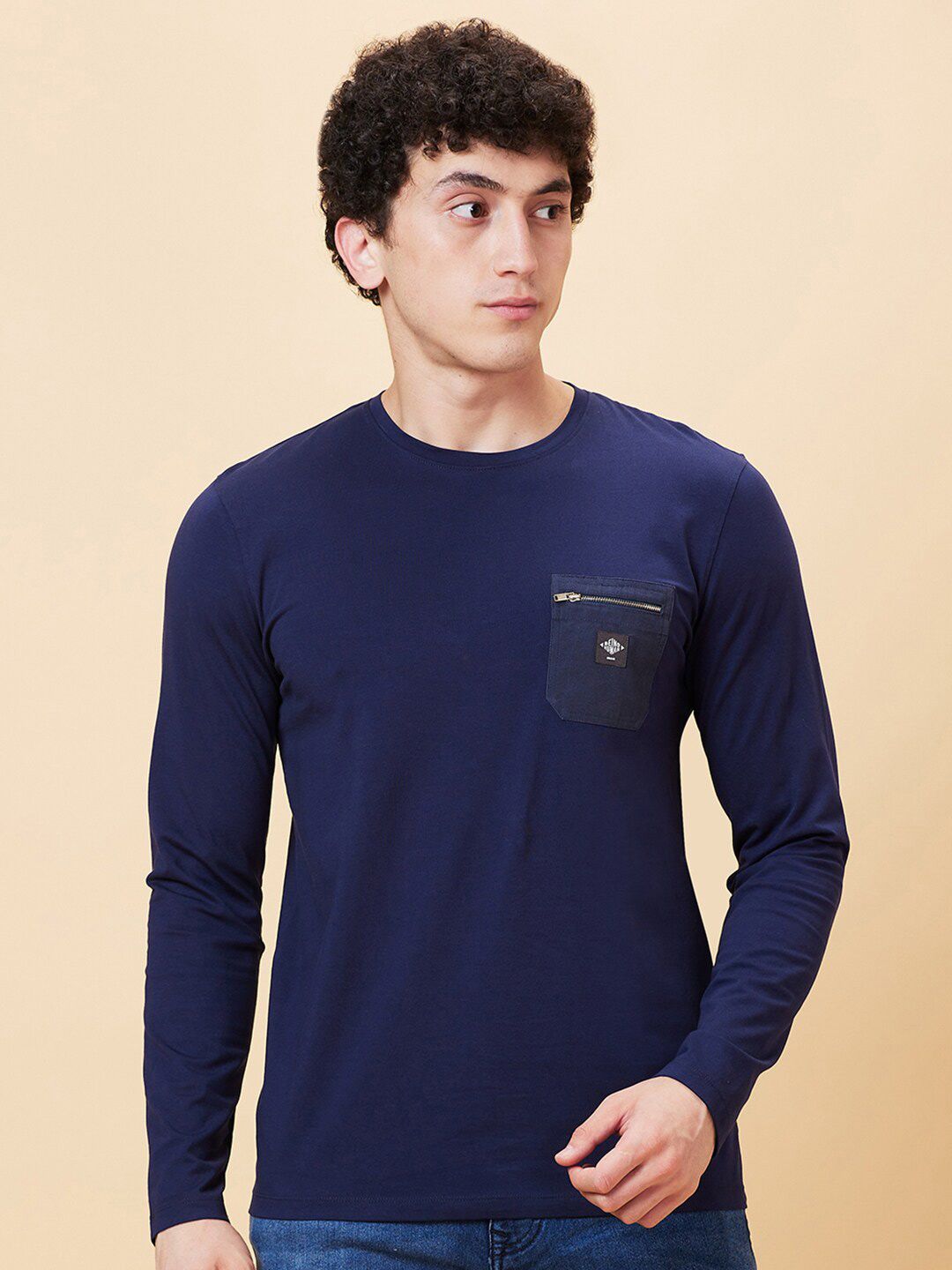 Being Human Graphic Printed Round Neck Long Sleeves Pockets Regular T-shirt