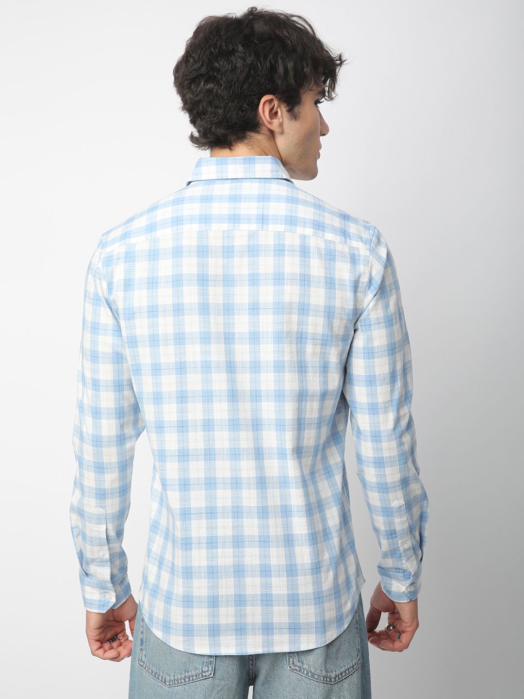VASTRADO Men Classic Slim Fit Opaque Checked Casual Shirt
