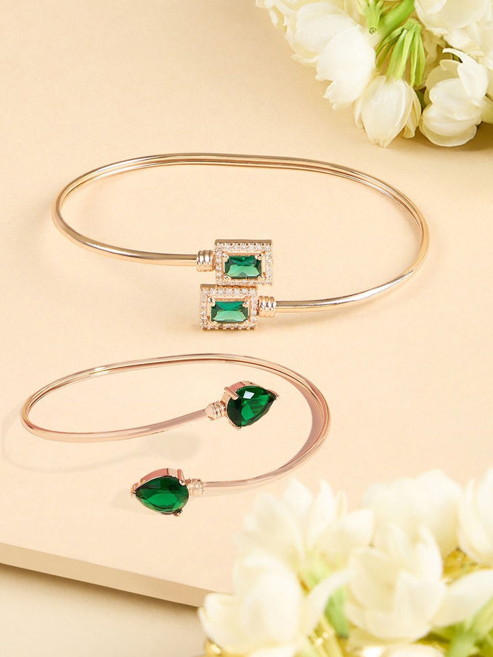 Set Mutiara Zaveri 2 Gelang Kada Bertali Emas Bersalut Emas Mawar Cubic Zirconia